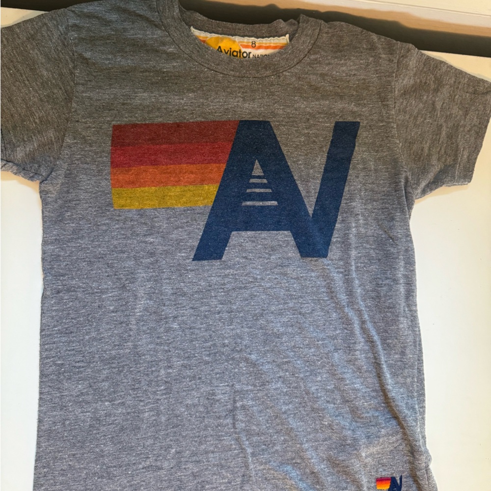 Kids Aviator Nation Logo Short Sleeve T-Shirt Gray